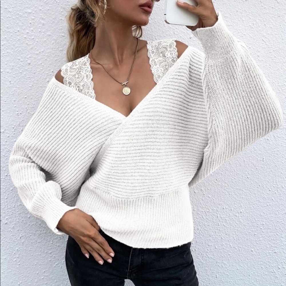 Cold shoulder dolman sleeve sweater gray - Picture 7 of 15